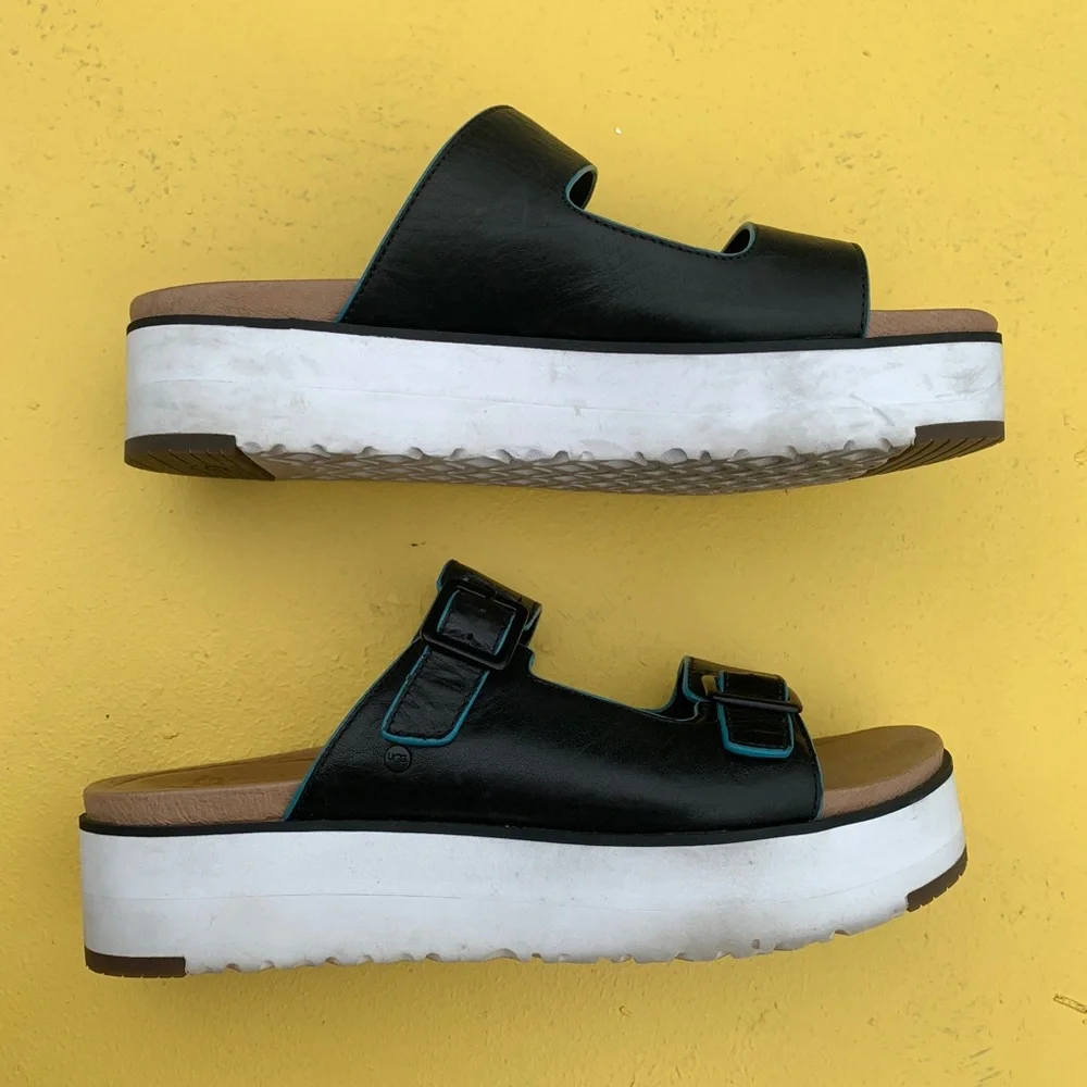 UGG platform open sandals shoes Hanneli black 8 chunky beachy sport y2k